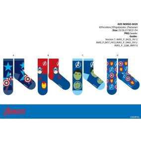   Bosszúállók gyerek pamut normál zokni - 4 pár/csomag - 31-34