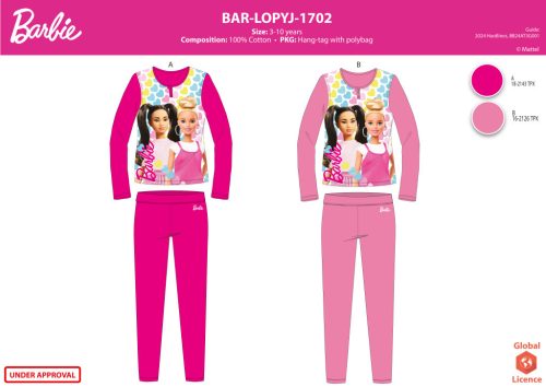 Barbie jersey pamut pizsama - pink - 122