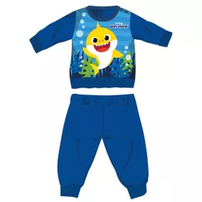   Baby Shark téli vastag baba pizsama - pamut flanel pizsama - középkék - 86