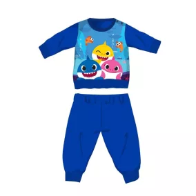   Baby Shark téli pamut baba pizsama - interlock pizsama - középkék - 92