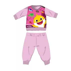   Baby Shark téli pamut baba pizsama - interlock pizsama - világosrózsaszín - 86