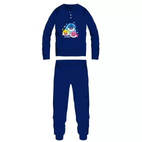   Baby Shark téli pamut gyerek pizsama - interlock pizsama - sötétkék - 116