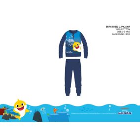   Baby Shark gyerek pizsama kisfiúknak - jersey pamut pizsama - sötétkék - 110