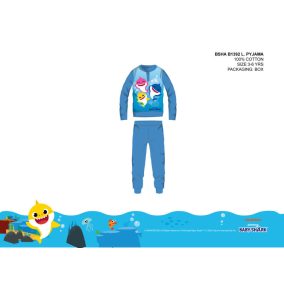   Baby Shark gyerek pizsama kisfiúknak - jersey pamut pizsama - világoskék - 104
