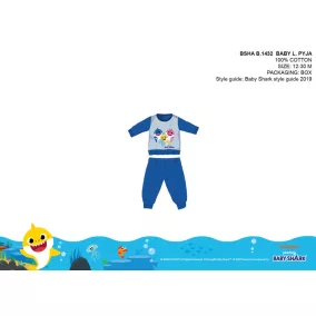   Baby Shark baba pizsama - jersey pamut pizsama - középkék - 86