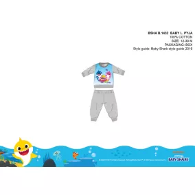   Baby Shark baba pizsama - jersey pamut pizsama - szürke - 86