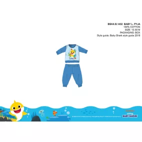   Baby Shark baba pizsama - jersey pamut pizsama - világoskék - 92