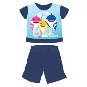   Baby Shark nyári rövid ujjú baba pizsama - pamut jersey pizsama - sötétkék - 86