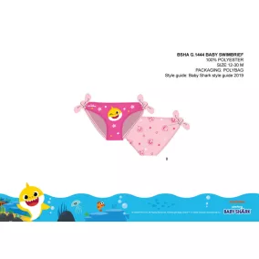   Baby Shark baba fürdőruha alsó kislányoknak - világosrózsaszín - 92