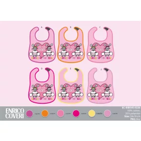   Enrico Coveri baba előke 6 darab/csomag - pamut előke 30 x 18 cm - rózsaszín