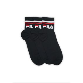   Fila unisex pamut zokni - rövid állású zokni - bordázott szár - 3 pár - fekete - 43-46