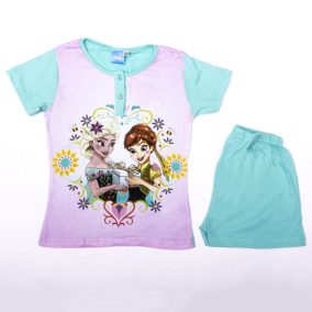   Rövid ujjú pamut gyerek pizsama - Jégvarázs - zöld - 134