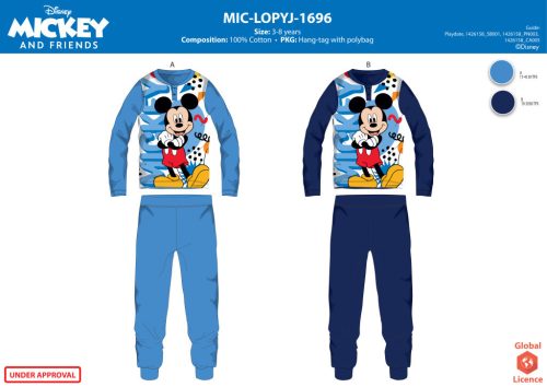 Disney Mickey egér jersey pamut pizsama - világoskék - 128