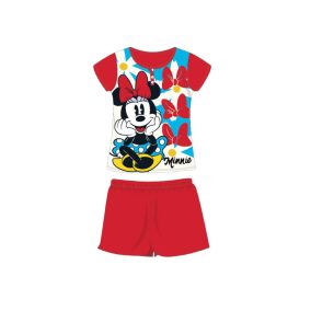   Nyári rövid ujjú gyerek pamut pizsama - Disney Minnie egér - piros - 134