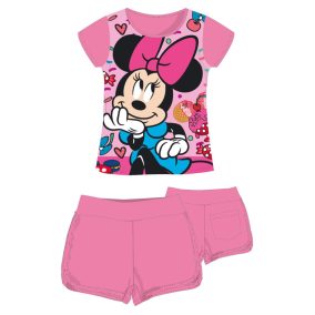   Disney Minnie egér pamut nyári együttes - póló-rövidnadrág szett - rózsaszín - 128