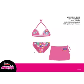   Disney Minnie egér fürdőruha szett kislányoknak - bikini háromszög felsőrésszel+szoknya - rózsaszín - 128