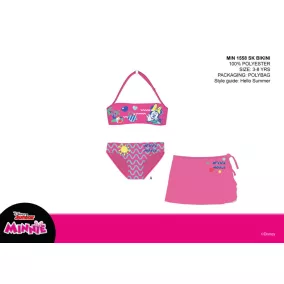  Disney Minnie egér fürdőruha szett kislányoknak - bikini+szoknya - sötétrózsaszín - 128