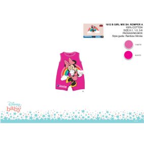   Disney Minnie egér nyári ujjatlan baba rugdalózó - szivárvány mintával - pink-rózsaszín - 0-1 hónapos babának