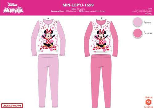 Disney Minnie egér jersey pamut pizsama - rózsaszín - 98