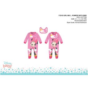   Disney Minnie egér baba rugdalózó előkével - rózsaszín-piros - 0-1 hónapos babának