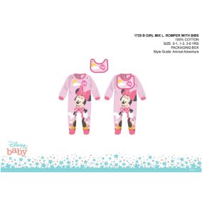   Disney Minnie egér baba rugdalózó előkével - világosrózsaszín-rózsaszín - 1-3 hónapos babának