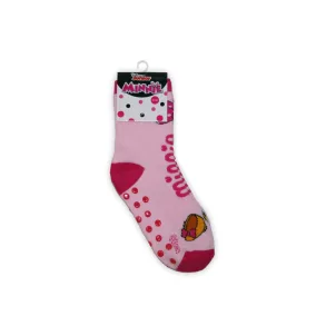   Csúszásgátlós gyerek bokazokni - Minnie egér - teliplüss- kiscipős-masnis - világosrózsaszín-pink - 31-34