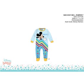  Disney Mickey egér baba rugdalózó - világoskék-sárga - 0-1 hónapos babának