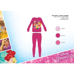   Téli pamut interlock gyerek pizsama - Disney Hercegnők - pink - 104