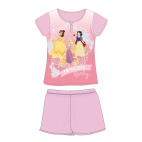   Disney Hercegnők nyári rövid ujjú gyerek pizsama - pamut jersey pizsama - világosrózsaszín - 110