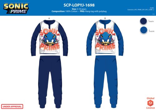 Sonic jersey pamut pizsama - sötétkék - 104