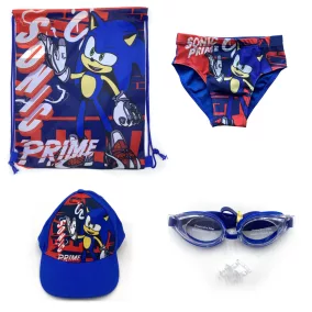   Sonic 4 részes strand szett (tornazsák+baseball sapka+fürdőnadrág+úszószemüveg) 5-6 éves korig