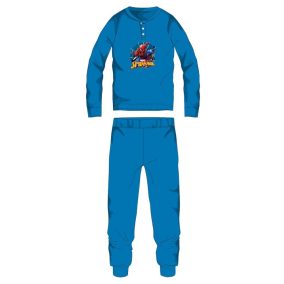   Pókember téli vastag gyerek pizsama - pamut flanel pizsama - világoskék - 98