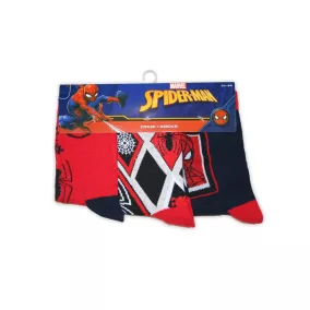   Gyerek pamut bokazokni - 3 pár - Pókember - piros-szürke-sötétkék - 31-34