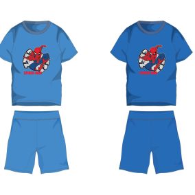   Pókember pamut nyári együttes - póló-rövidnadrág szett - középkék - 128