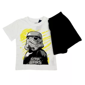   Star Wars gyerek rövidujjú pamut pizsama - Kék/Fehér - 134