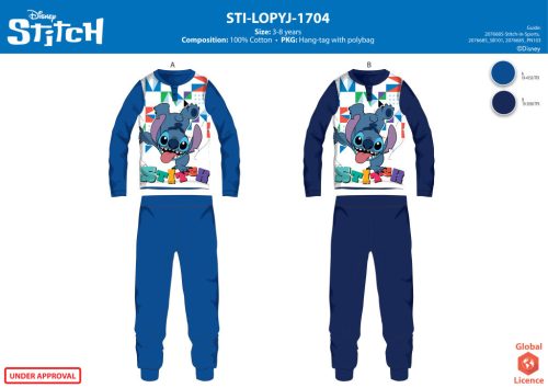Disney Stitch jersey pamut pizsama - középkék - 116