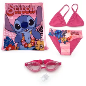   Disney Stitch 3 részes strand szett (tornazsák+úszószemüveg+bikini fürdőruha szett) 3-4 éves korig
