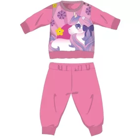   Unikornis téli vastag baba pizsama - pamut flanel pizsama - rózsaszín - 86
