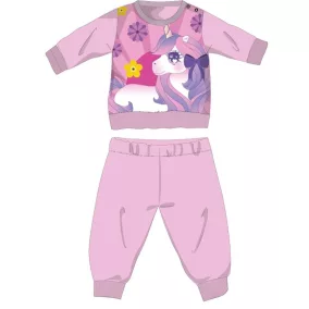   Unikornis téli vastag baba pizsama - pamut flanel pizsama - világosrózsaszín - 86