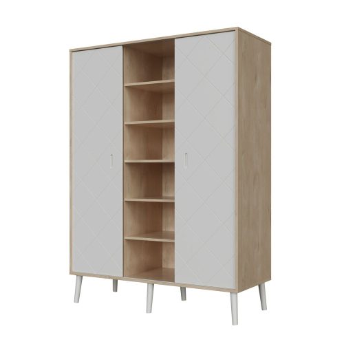 Faktum Peak Natural Oak & White  - 3 osztású szekr