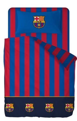 FC BARCELONA Ágynemű szett 100% pamut, ágytakaró 180x270 + gumis lepedő 105x200+28 + párnahuzat 45x125