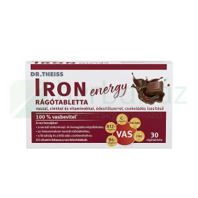   DR. THEISS IRON ENERGY RÁGÓTABLETTA ÉDESÍTŐSZERREL CSOKOLÁDÉS 30DB
