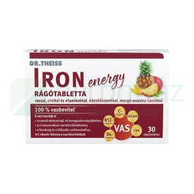   DR. THEISS IRON ENERGY RÁGÓTABLETTA ÉDESÍTŐSZEREKKEL MANGÓ-ANANÁSZ ÍZESÍTÉSŰ 30DB