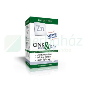 INTERHERB SZERVES CINK 25 MG - RÉZ TABLETTA 60DB