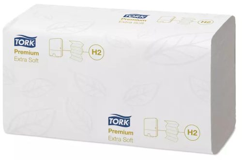 Tork Kéztörlő H2 Premium Interfold, Extra Soft, 2 Rétegű, 100 Lap/Csg, 21 Csg/Karton (32 Karton/Raklap)