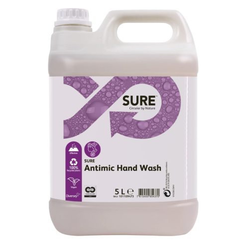 Sure Antimic Hand Wash Tejsav Alapú, Fertőtlenítő Hatású Folyékony Szappan, 100%-Osan Lebomló 5L