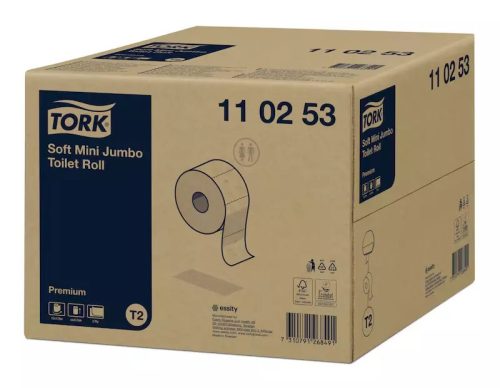 Tork Toalettpapír T2 Mini Jumbo Premium Soft, 2R., Fehér, 170M/Tek, 12Tek/Karton