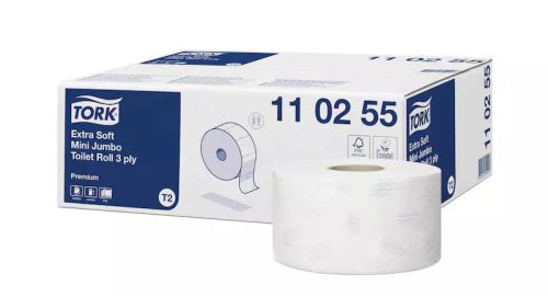 Tork Toalettpapír T2 Mini Jumbo Premium Extra Soft, 3R., Fehér, 120M/Tek, 12Tek/Karton