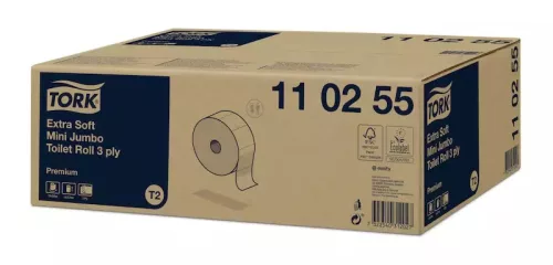 Tork Toalettpapír T2 Mini Jumbo Premium Extra Soft, 3R., Fehér, 120M/Tek, 12Tek/Karton