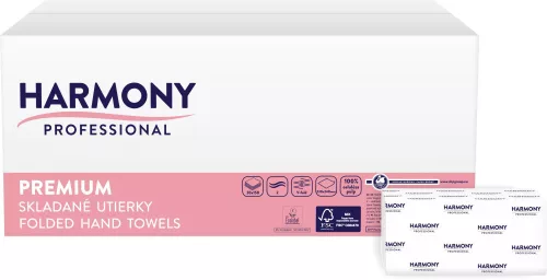 Harmony Kéztörlő Z. Hajt, 2R., Fehér, 150Lap/Csg, 20Csg/Karton, 32Karton/Raklap